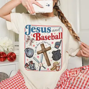 Jesus And Baseball Christian Tshirt, Team Jesus Christian Baseball Shirt, Baseball Inspired Scripture Tee