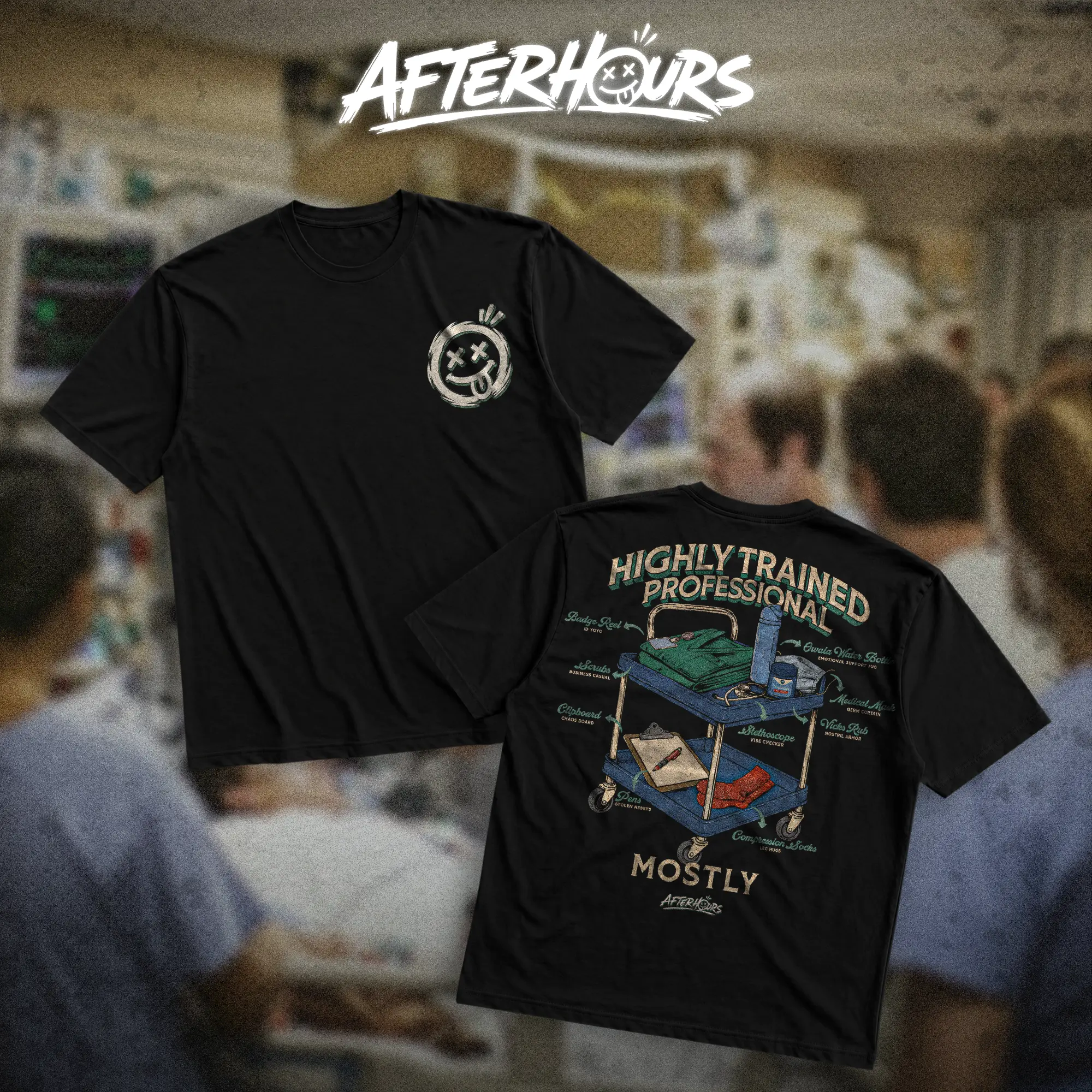 AFTERHOURS Highly Trained Professional Nurse Heavy Cotton T-Shirt Direct-To-Garment Breathable Printing High Visibility Sarcastic Tee For Workers, Gift For Husband , Safety Workwear For Man