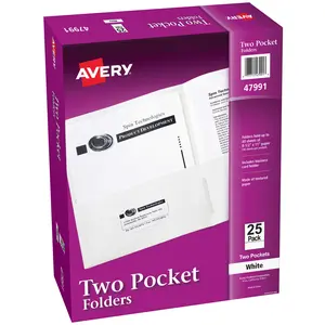 Avery Two Pocket Folders, Holds up to 40 Sheets, 25 White Folders (47991)