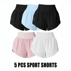 TCVC Women's Black and White Shorts, Pocket TennisShorts, Ladies Sportswear Clothing for Tennis RunningGym-Casual Loose, High Waist Ruffles Details, Elastic Polyester-Spandex Blend, Machine Washable, Suitable for Spring/Summer/Autumn
