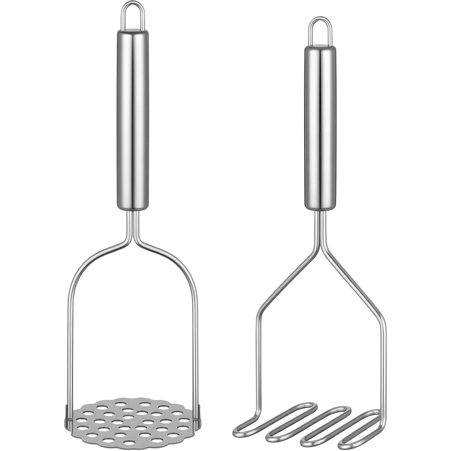 2PCS Stainless Steel Mashed Potato Masher for Vegetable, Ground Beef | Multipurpose Food Smasher, For Avocado Beans Salad Fruits & Vegetables, Sturdy Kitchen Utensils, Easy to Clean & Store