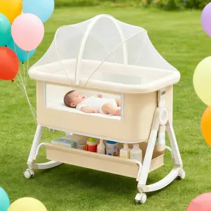 Baby Bassinet,3 in 1 Baby Bassinets Bedside Sleeper with Wheels and Mosquito Net,Bedside Bassinet for Baby with Comfy Mattress, Mattress&Breathable Mesh,Storage Basket Portable Multi-Function soft sheet