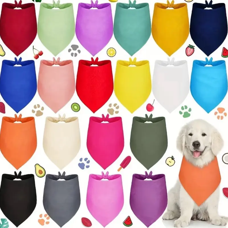 Pet Bandana Plain 1 Piece Assorted Colors Adjustable Universal Fit Sublimation Design for Everyday Wear & Special Occasions