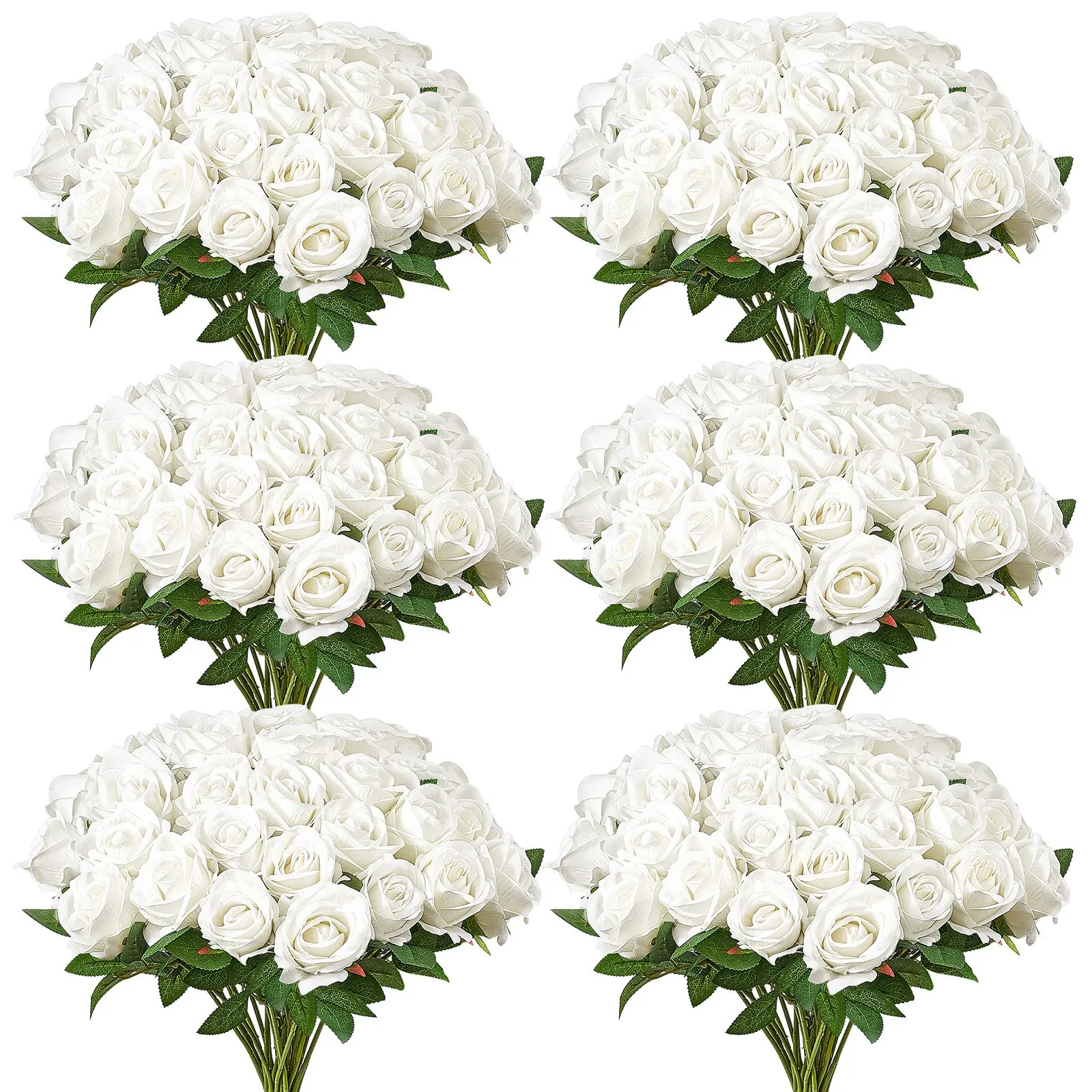 120-Piece Realistic White Artificial Roses Bouquet – Premium Christmas Home Decor, Long-Lasting Faux Floral Arrangement