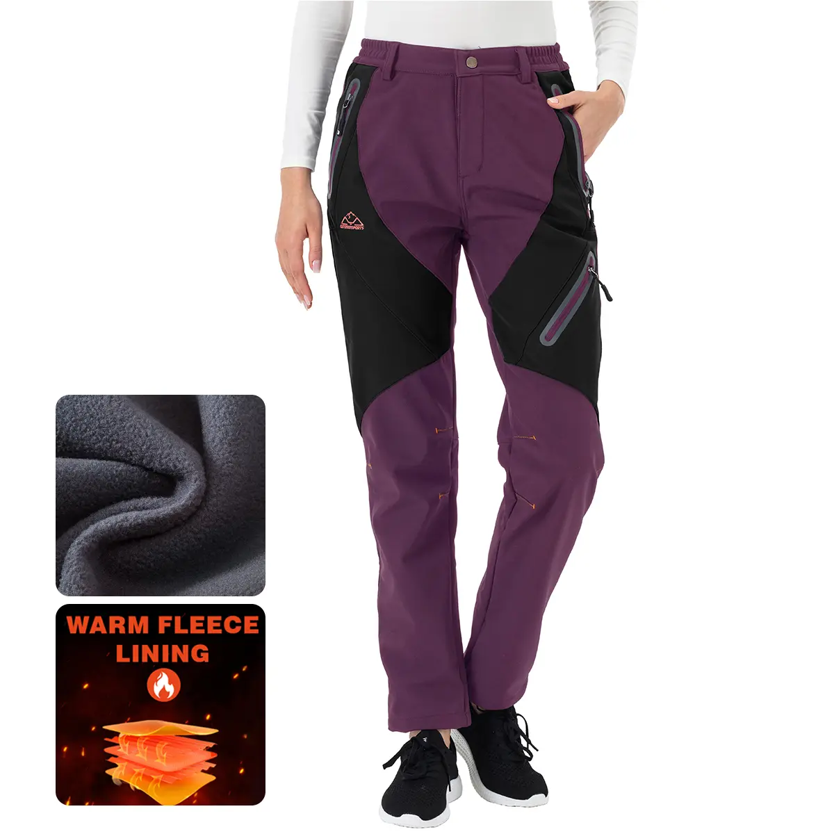 TBMPOY Women's Winter Sports Pants - Waterproof Polyester Blend Softshell Insulated Trousers for Hiking, Skiing, Snowboarding