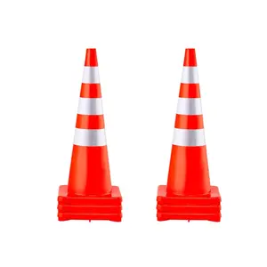 6-Pcs 36" PVC Traffic Safety Cones – High-Visibility Orange with Reflective Collars | Weighted Base for Traffic Control, Parking Lots & School Zones