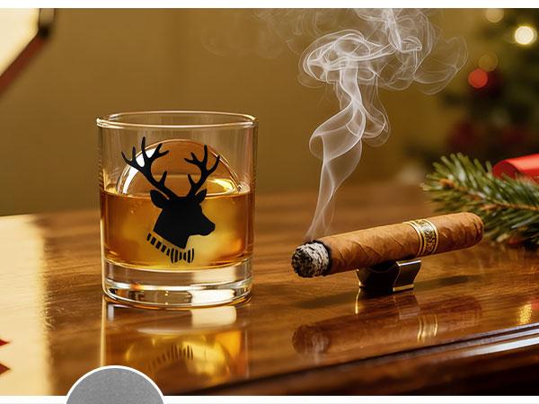 WIBIMEN 2.5-Inch Spherical Ice Ball Molds – Christmas Luxury Gold Gift Box, Perfect for Whiskey & Holiday Cheers