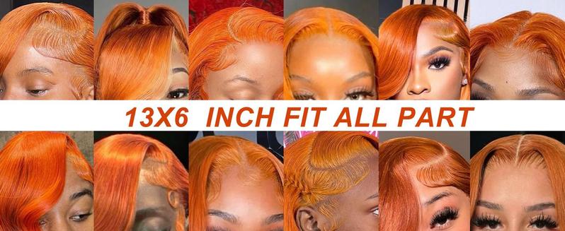 Ginger orange 13x6 Lace Front Wigs human hair Pre Plucked Ginger wigs Human hair 200% Density Body Wave Wigs Humaun hair Colored Free styling, dyeing Black Women Bleached Knots