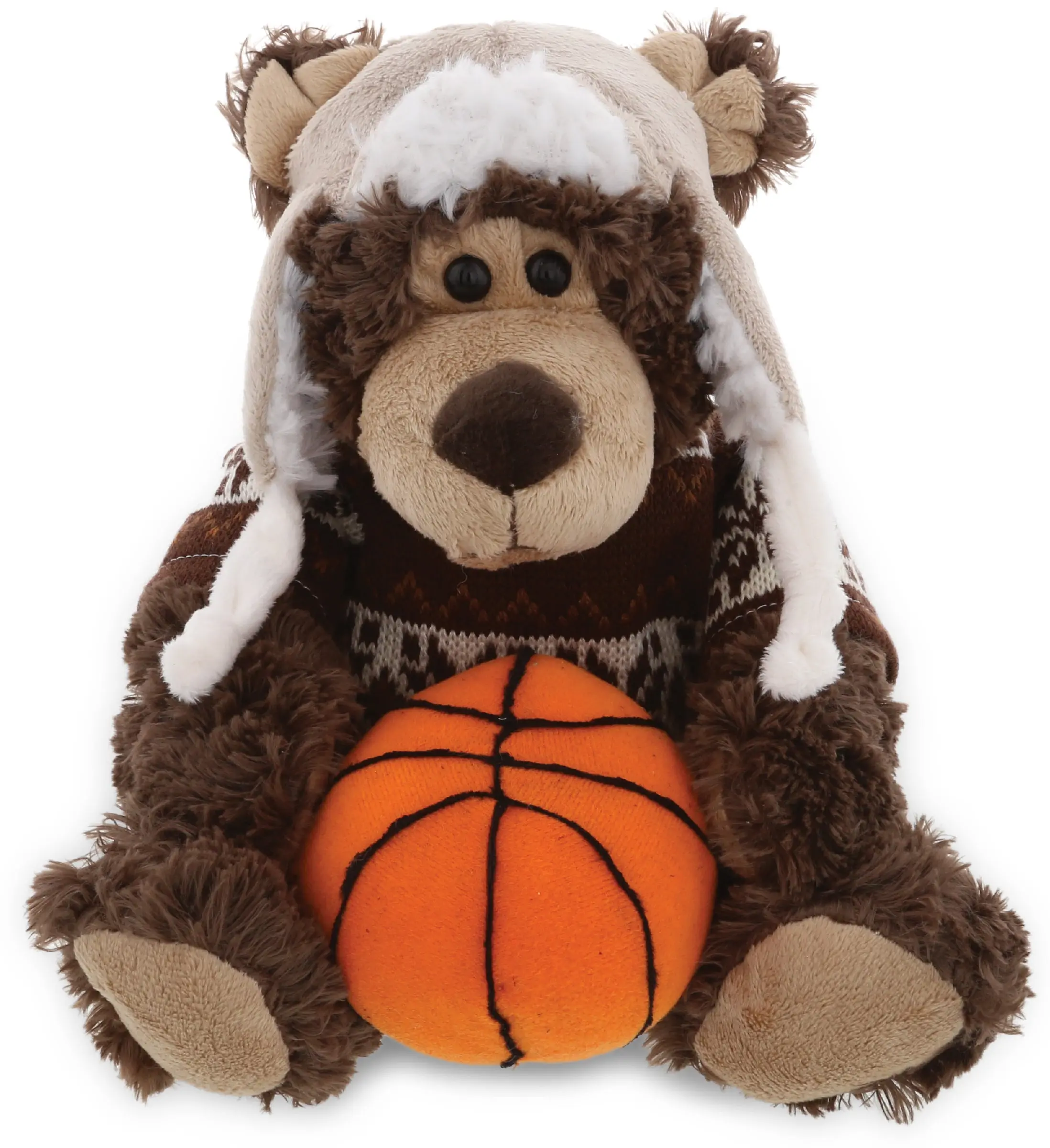 PLUSH BASKETBALL - SUPER SOFT PLUSH WITH CLOTHES - GRIZZLY BEAR