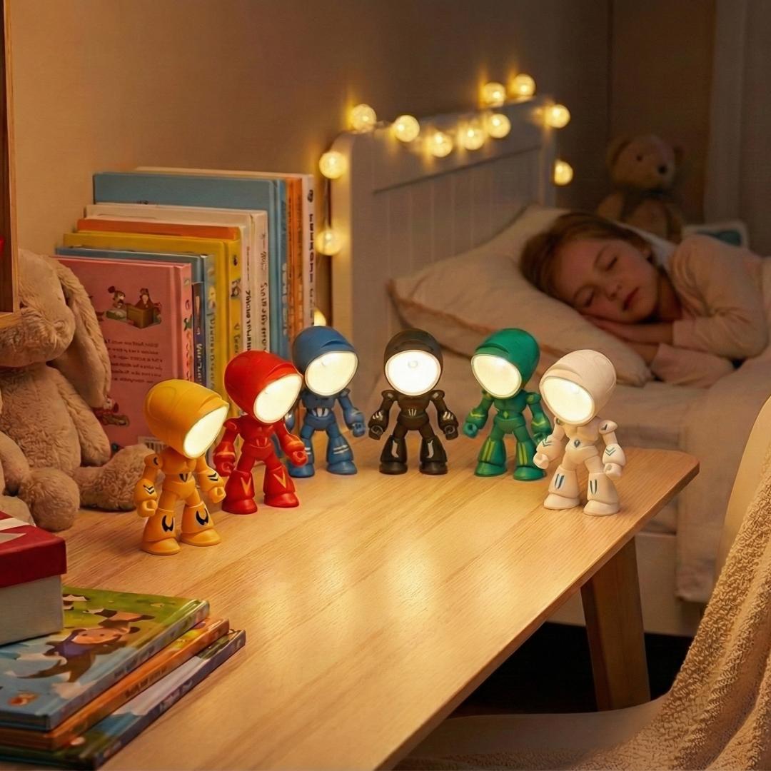 LED Mini Robot Night Light with Magnetic Base, Cute Cartoon Design Companion Table Lamp for Kids, Creates a Cozy Bedroom Atmosphere, Perfect as a Birthday Gift, Valentine’s Classroom Gift, or a Unique Gift for Children.Valentine's Day gift
