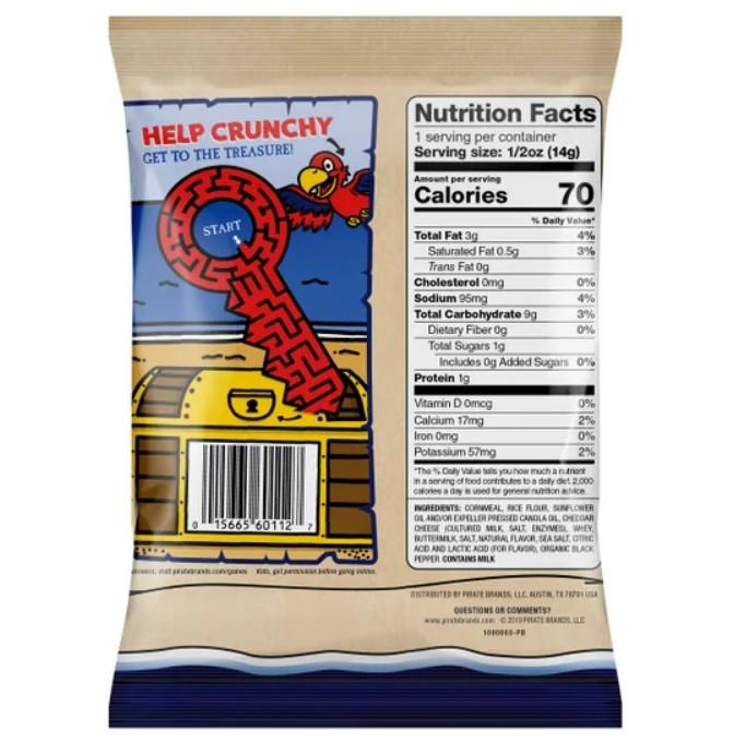 Pirate's Booty Aged White Cheddar Snack 0.5 oz 40 Pack Classic Delicious Taste Perfect for On-the-Go Snacking Crunchy Crispy
