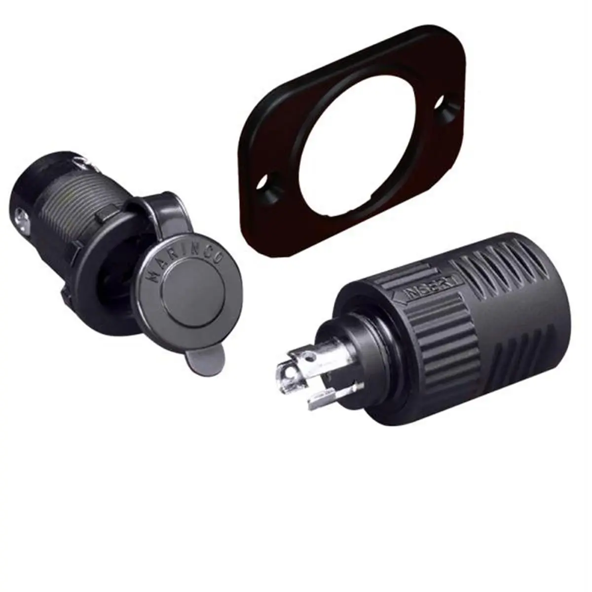 212 MAIN Trolling Motor Connector Set, Universal 12V-36V Quick Change Plug with Plated Brass Contacts, Socket Holder Accessory with Mounting Plate, 2/3-Wire Configuration, Perma-Lock Screw Terminals, Universal Socket, 24V, Ergonomic Contoured Grip