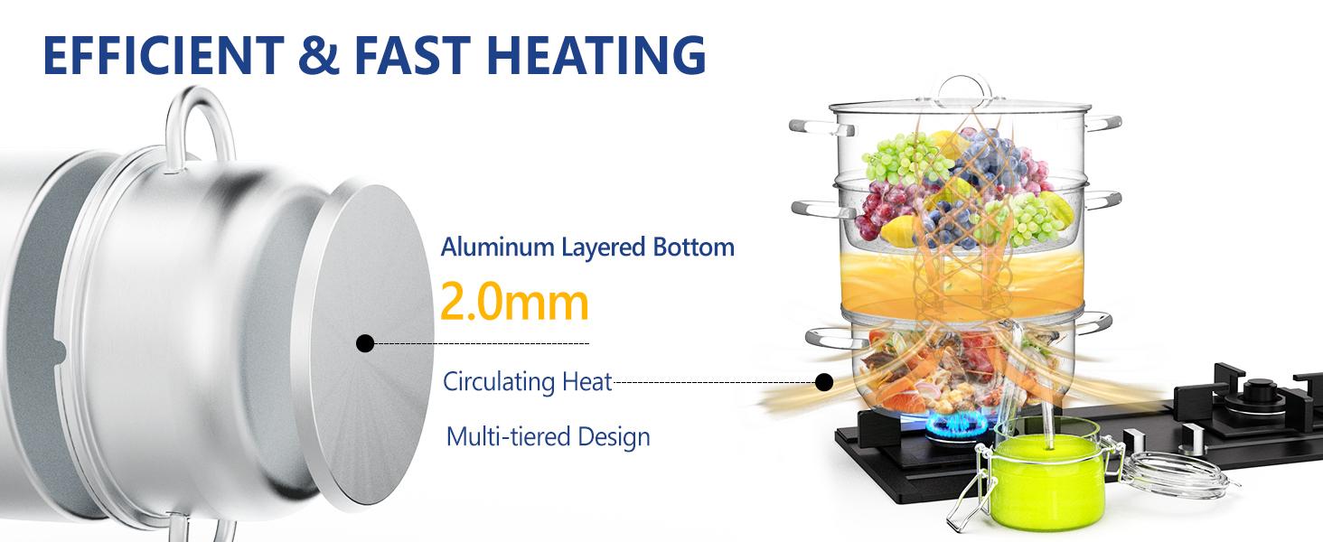 ROVSUN 8.5/11Quart Juice Steamer Stainless Steel, Extractor Fruit Vegetables Juicer Steamer Pot, w/Tempered Glass Lid Clamp, Loop Handles, Ideal for Making Juice, Jelly, Pasta ROVSUN 8.5/11Quart Juice Steamer Stainless Steel, Extractor Fruit Vegetables Juicer Steamer Pot, w/Tempered Glass Lid Clamp, Loop Handles, Ideal for Making Juice, Jelly, Pasta