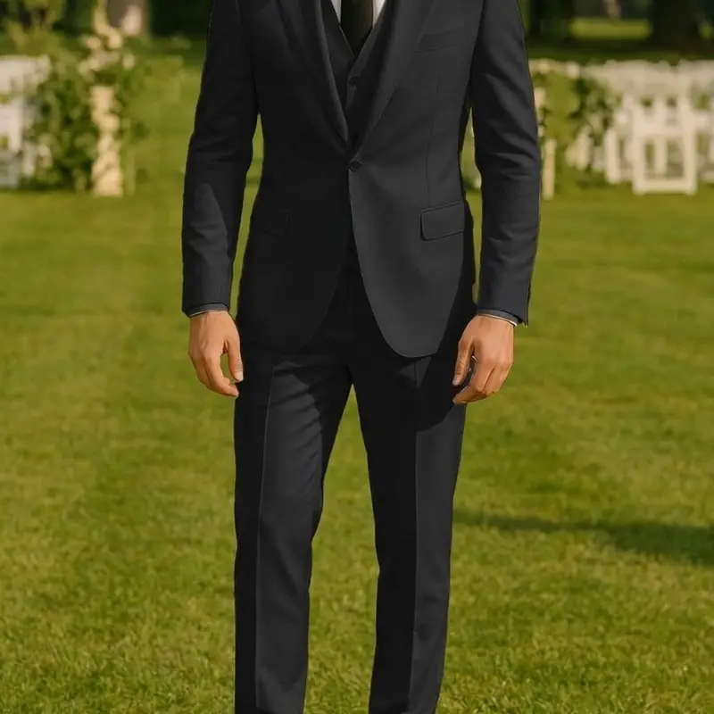 Men's 3-Piece Slim Fit Suit Set-2-Button Blazer,Vest & Pants-Formal Wedding,Prom,Party & Business Tuxedo Prom Suits For Young Men Business Suits