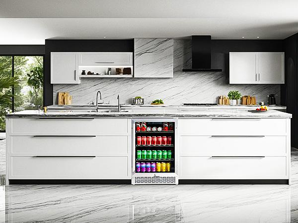 AMERLIFE Beverage Refrigerator-24 In fridge with Glass Door, Adjustable Shelves and LED Touch Panel, Under Counter Design for Wine Beer, Built-In or Freestanding Use, 34-64℉