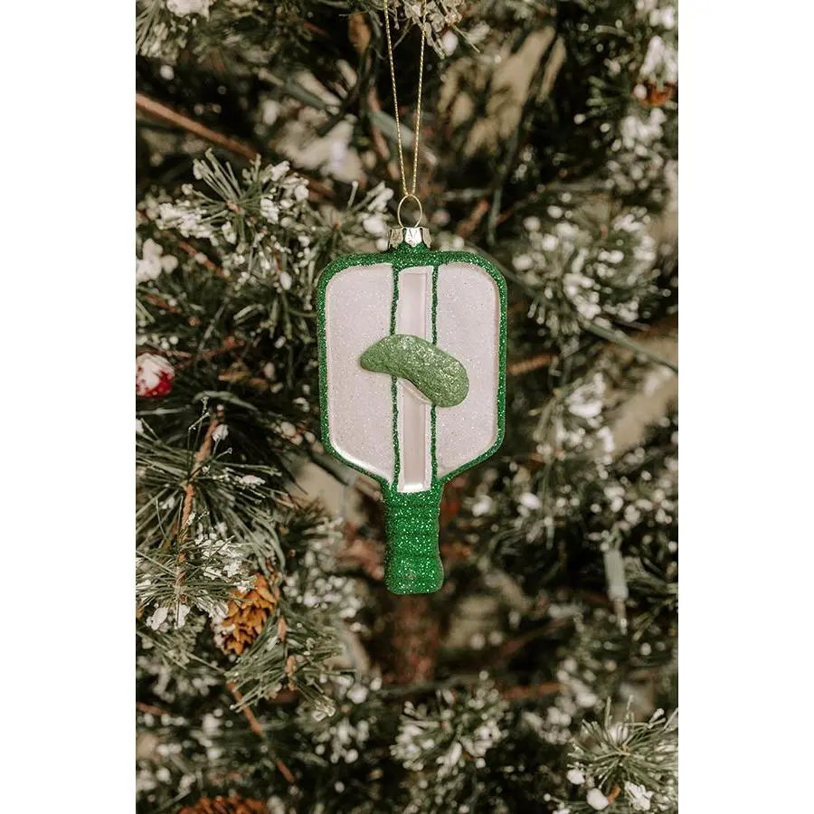 8 Oak Lane Pickleball Glass Ornament
