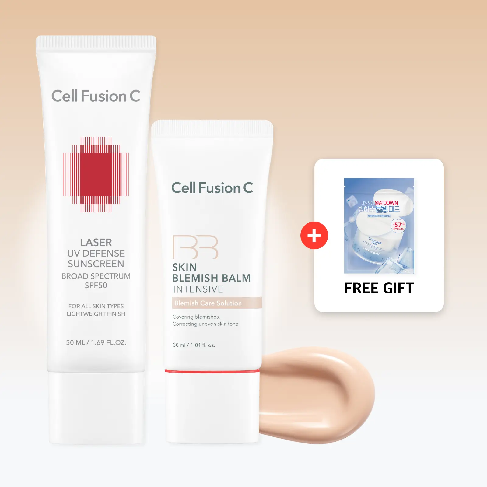 [Cell Fusion C] Skin Defense BB No.21 / 22 & UV Duo | Skin Blemish Balm Intensive + Laser UV Defense Sunscreen SPF 50 Set | 24h buildable Coverage, Sensitive Skin Safe, Korean Skincare Set