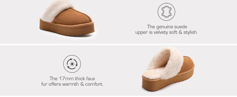 Dream Pairs FuzzyEasy Platform Slide Slippers – Faux-Fur Lining, Cloud-Cushion Footbed, Indoor/Outdoor