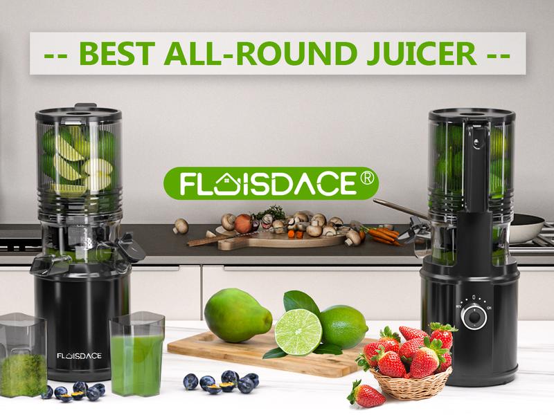 Cold Press Juicer, 6.5" Wide Feed Chute Juice Extractor Machine with Handle, High Juice Yield, 350W Professional Slow Masticating Juicer for Whole Vegetables & Fruits, Easy to Clean for Batch Juicing