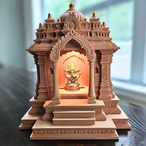 Traditional Indian Temple – Tabletop Mandir with Golden Kalashas