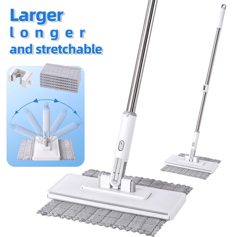 2026 Upgraded Snap Grip Mop Extendable – Contactless Flat Mop for Wet and Dry Cleaning Includes 1 Mop and 6 Microfiber Cloths Locking Head for Floors Walls Corners & Tight Gaps