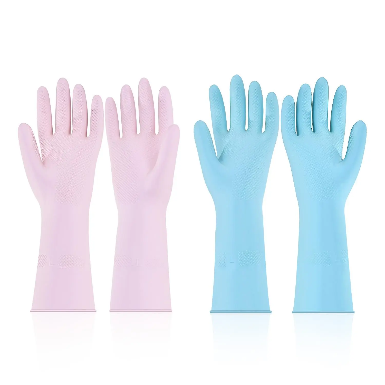 【SummerFinds】VEVOR Premium Latex Reusable Dishwashing Gloves 2 Pairs Colorful Pink & Purple Flexible Non-Slip Textured Surface for Cleaning Tasks
