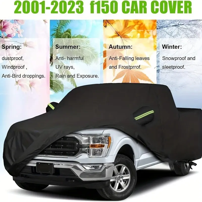 Ultimate Weather Protection Heavy-Duty Waterproof Truck Cover with UV Protection All-Weather Fits Pickups SUVs Vans 209-232" Length Indoor Outdoor Adjustable Straps Reinforced Durable Outdoor Protection for Ford F150 2001-2023 Sleeptight Full Coverage Car