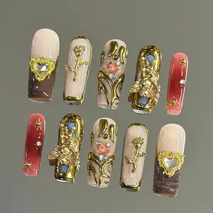 NailVesta ANGEL'S GRACE – 100% Handcrafted 3D Press-On Nails | Reusable, Long-Lasting, Salon-Quality