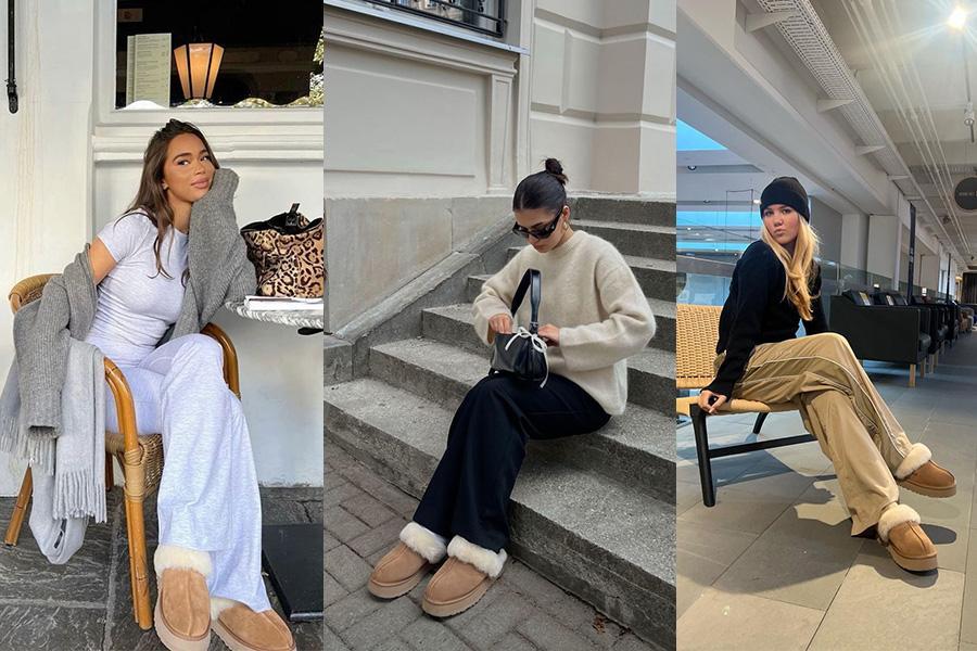 EVELLYHOOTD Women's Chestnut Genuine Leather Platform Slippers with White Fur Lining Non-Slip With TPR Sole Casual Winter Outdoor Shoes for Everyday Use