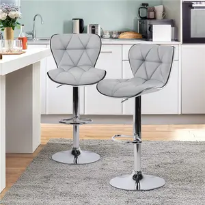 Yaheetech Stylish Adjustable PU Leather Swivel Bar Stools, Counter Height Bar Chairs, Home Kitchen Bar Stools with Backrest and Footrest