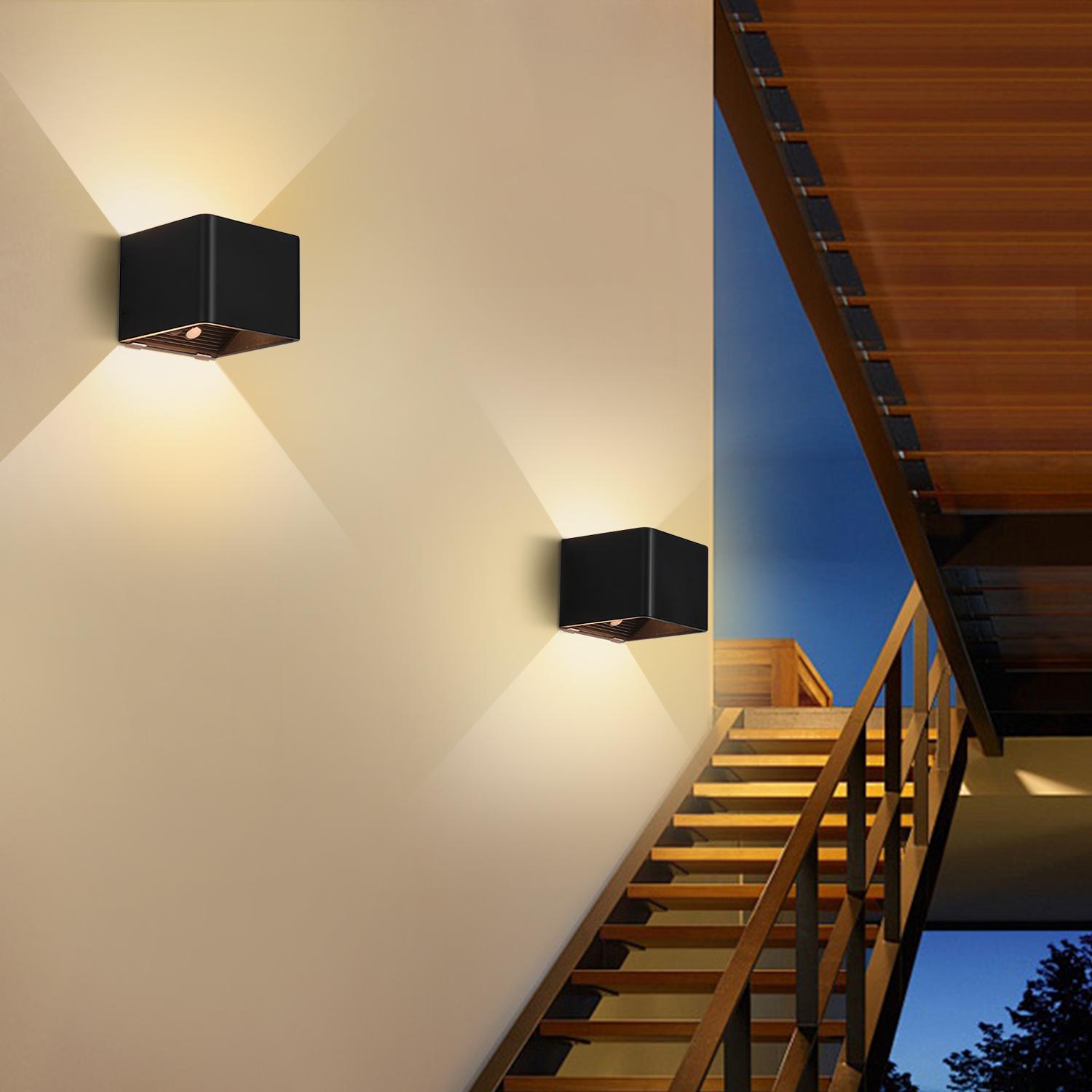 Rechargeable Wall Light with Motion Sensor Indoor LED Wireless Wall Lamp with Switch, 5W Wireless Wall Light USB Rechargeable Stair Light Battery, for Bedroom Living Room Hallway