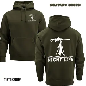 Night Life Night Hunting Hoodie -Pullover Glitch Coyote Graphic Predator Hunter Gift Hoodie Men - Hunting Season