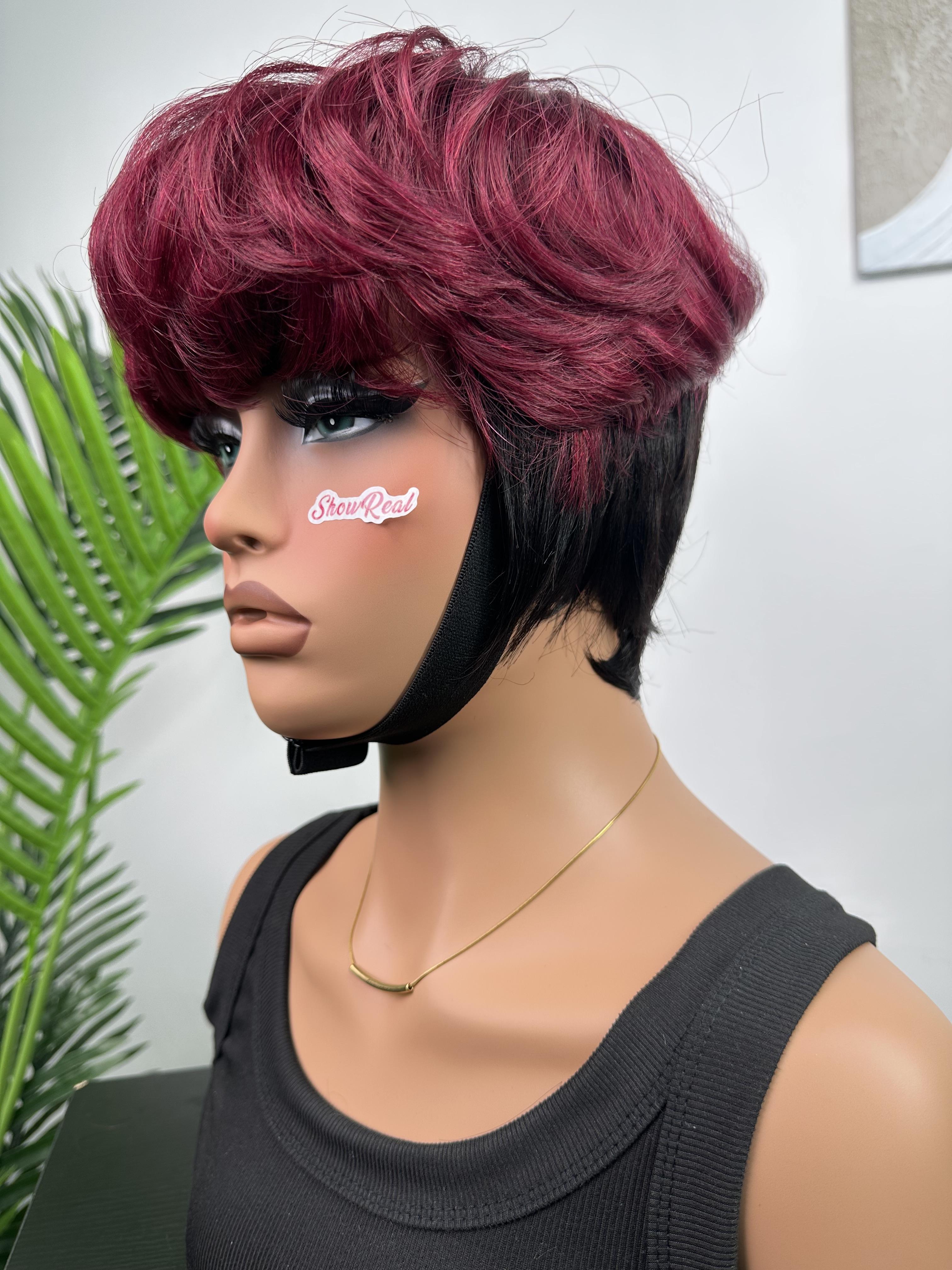 ShowRealHair Bowl Cut Wig for Women - 6 Inch Short, Wavy & Fluffy Layered Pixie Cut Style with Fringe, Perfect for Daily Wear and Fashion ShowRealHair Bowl Cut Wig for Women - 6 Inch Short, Wavy & Fluffy Layered Pixie Cut Style with Fringe, Perfect for Daily Wear and Fashion