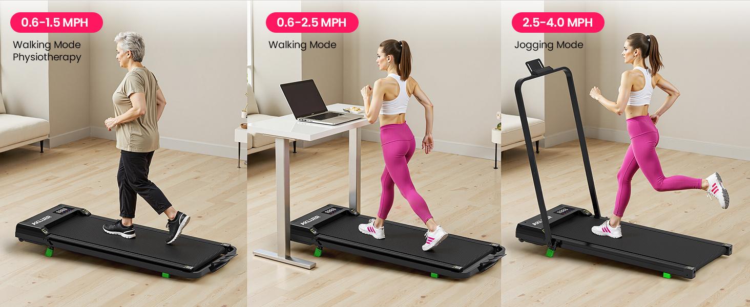 [Foldable Handle Bar with 6% Incline Brushless Motor Treadmill] Akluer Walking Pad,Foldable Handle Bar, large-area rubber running belt,Top speed reaches 4MPH ,Remote Control for Remote Adjustment