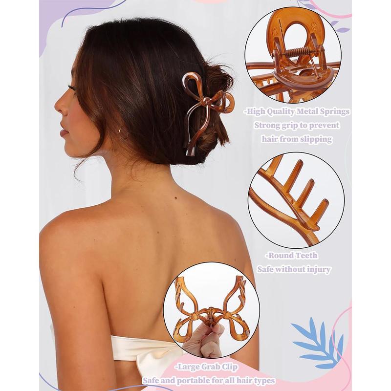4-Piece Suit Bow Hair Clips Claw Clip for Women Girls Nonslip Large Hair Claw Clips for Thin and Thick Hair