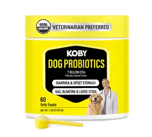 Koby Dog Probiotic – Made with Clean USDA Organic Ingredients for Gut, Digestive, Skin & Immunity – Dog Food Topper - Vet Preferred Probiotics for Dogs of All Ages – 7 Billion CFUs, 60 Servings