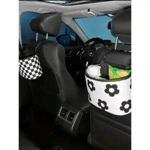 Car Organizer Hanging Bag, Car Back Seat Storage Pouch, Trunk Organization Essential, Plaid Pattern Design, All Seasons Use