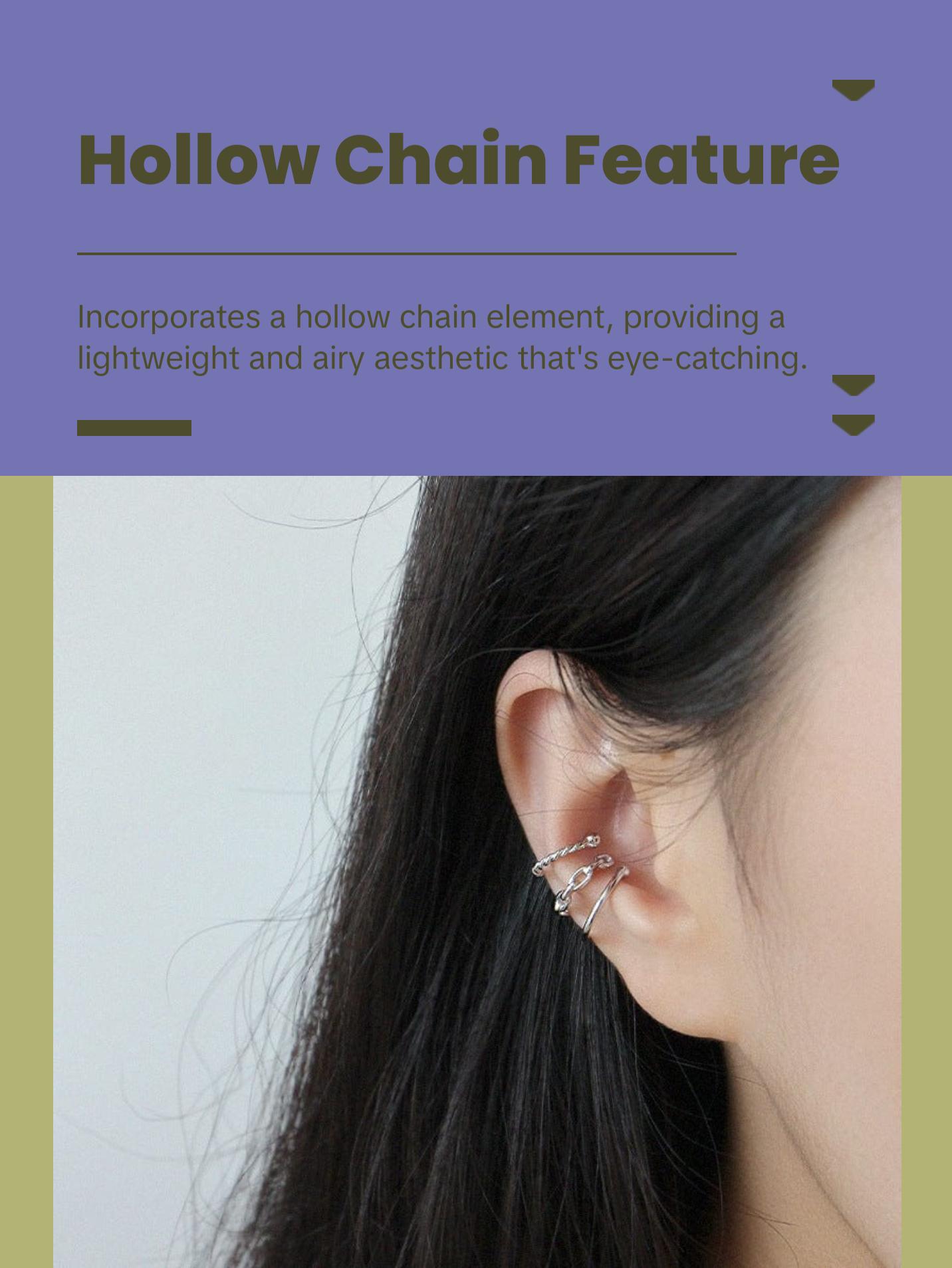 Simple Hollow Chain Twisted 925 Sterling Silver Non-Pierced Earrings(Single)