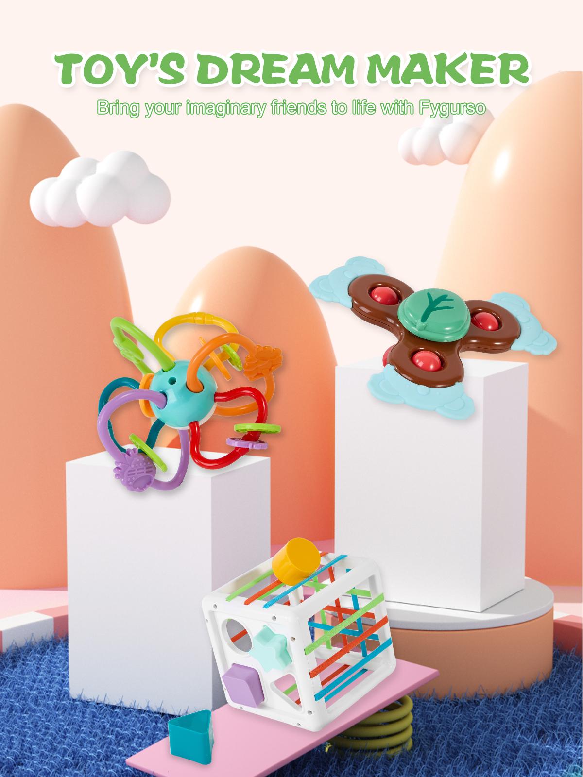 Fygurso Montessori Baby Shape Sorter Strong Sensory Bath Toy for 6-36 Months with Suction Cup, Develops Fine Motor Skills, BPA Free, Unisex