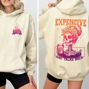 Expensive Difficult and Talks Back Skeleton Mom Hoodie – Funny Mom Life 2-Sided Graphic Hoodie, Sarcastic Motherhood Pullover