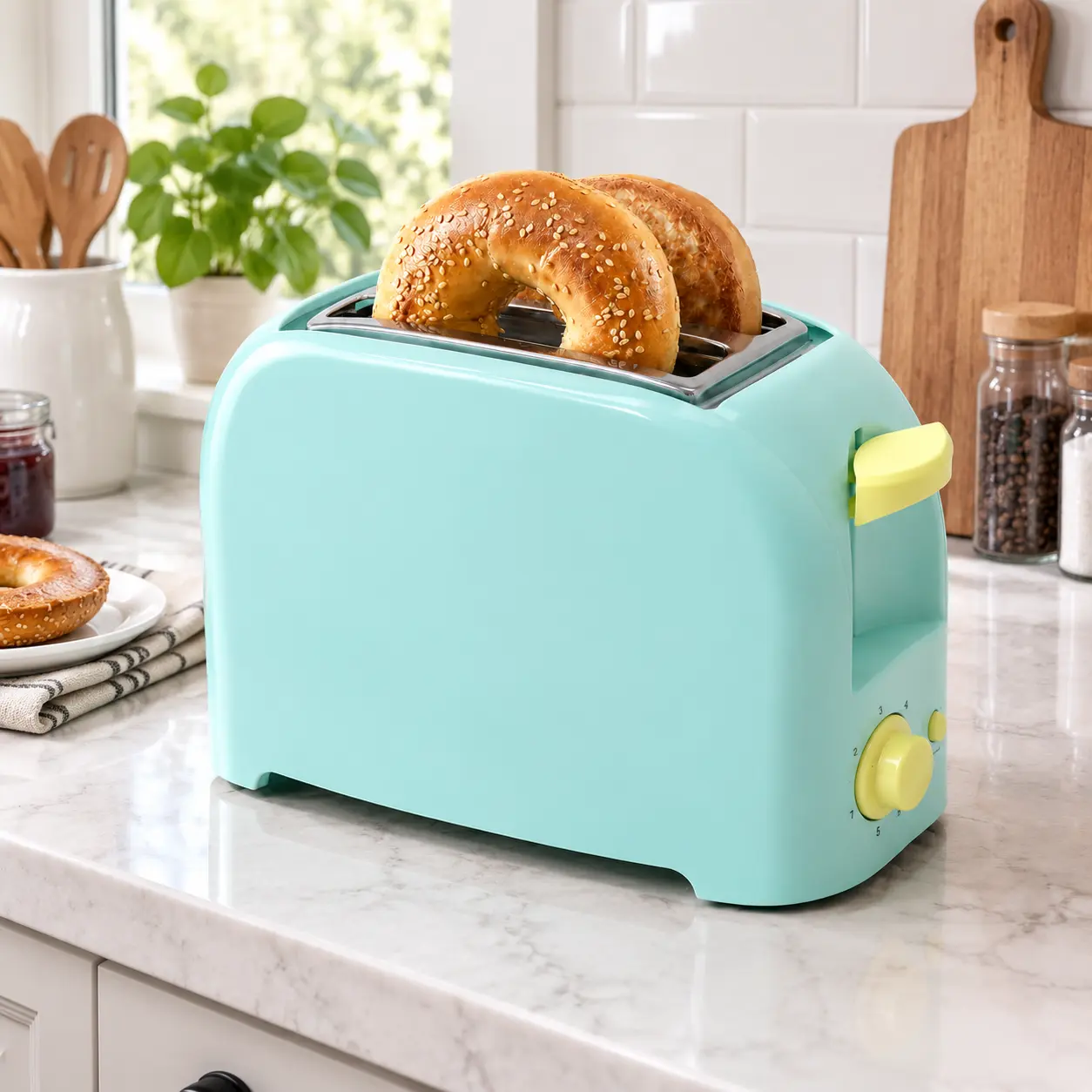 2-Slice Toaster with Extra-Wide Slots | Compact toasterwith extra-wide slots, 6 shade settings and removable clI umb tray for easy cleanup.