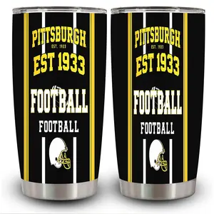 1pc 20oz Pittsburgh Football Tumbler with Lid, Insulated Travel Mug, Gift for Women Men, Ideal for Halloween, Independence Day, Memorial Birthday Gift, Coffee Cup, weird stuff