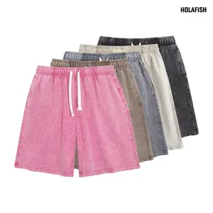 Holafish Retro Acid Wash Basic Unisex Tee & Shorts Cotton,7" Inseam Shorts Breathable Casual Summer Outfit for Men & Women,Comfortable for All Genders,Loose Fit Unisex Tshirt Shorts Short Sleeve Casual Streetwear Basic Tops Crewneck