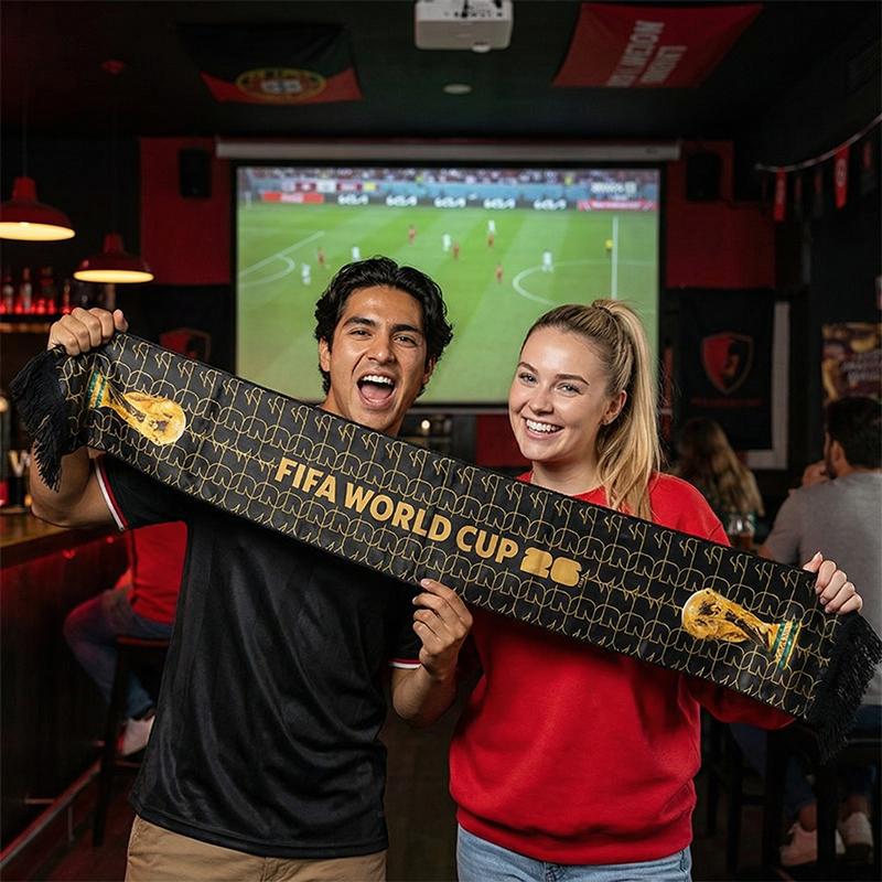 Officially licensed FIFA scarf,  polyester material, soft and comfortable, perfect Valentine's Day gift, shop now, unisex design.
