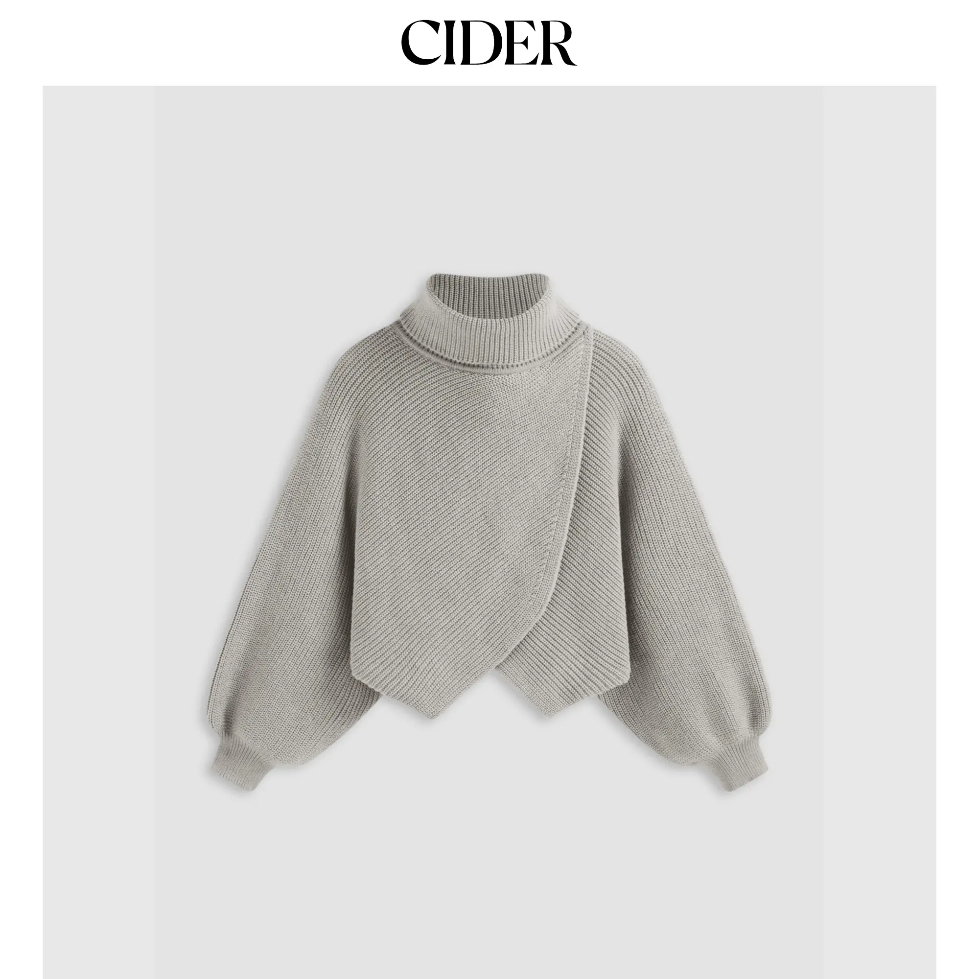 Cider Women's Plain High Neck Knitwear - 8 Colors, 0-26 Sizes (2XL-20/22 Inclusive), Long Sleeves, Pull-On Solid Crop Sweater for Curve & Plus Sizes