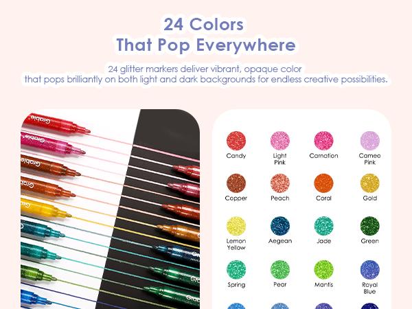 Medium Tip Iridescent Glitter Acrylic Paint Marker Set Of 24, TiktokShopSpringGlowUp, RefreshedLook