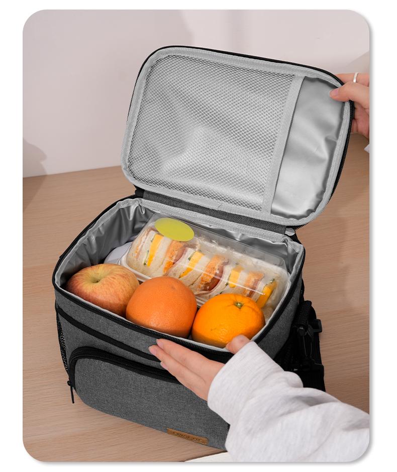 Insulated Lunch Bag for Women Men Reusable Lunch Box for Office Picnic Hiking Beach Leakproof Cooler Tote Bag Organizer with Adjustable Shoulder Strap for Adults