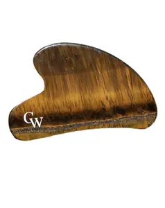 Gua Sha By Cacti Wellness. Tiger's Eye Gua Sha Tool for Lymphatic Drainage Facial Sculpting & Grounded Energy in 5 Minutes