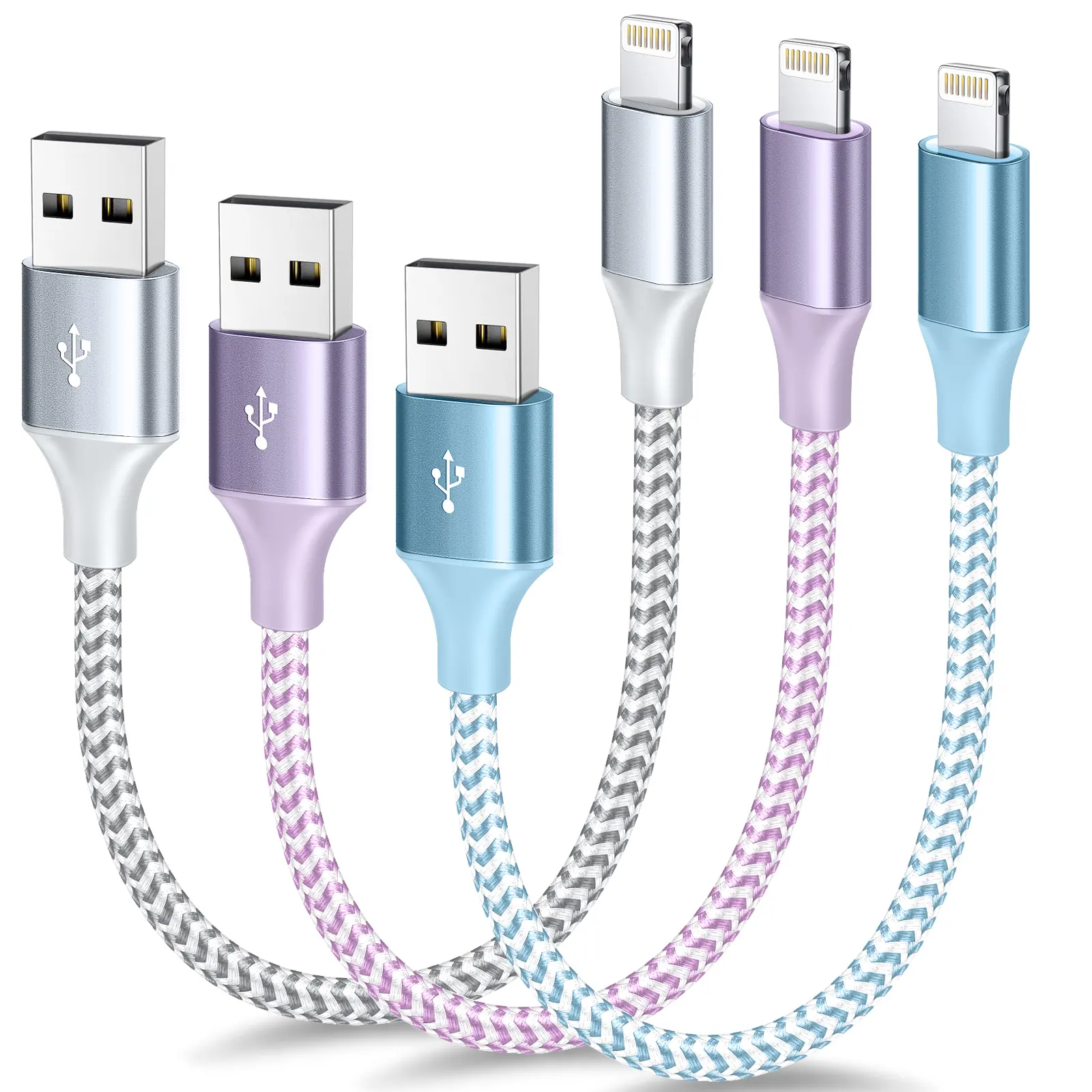 Short i Phone Charger 1ft 3Pack,USB A to Lightning | Nylon Braided 12 Inch Fast Charging i Phone Cable Compatible with iPhone 14 13 12 11 Pro/Max/Mini Xs SE2/iPad for Car