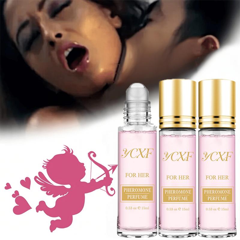 YCXF-3pcs Female Pheromone Perume -FreshTrendsScent,Alcohol-Free,Long-Lasting 0.34 0zRollerballDesign, Pink And Gold Design, ldeal Valentine's DayOrBirthday Gift pheromone perfume oil enhanced scentscent pheromone